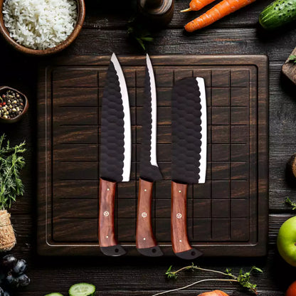 3Pcs Damascus Chef Knife Set