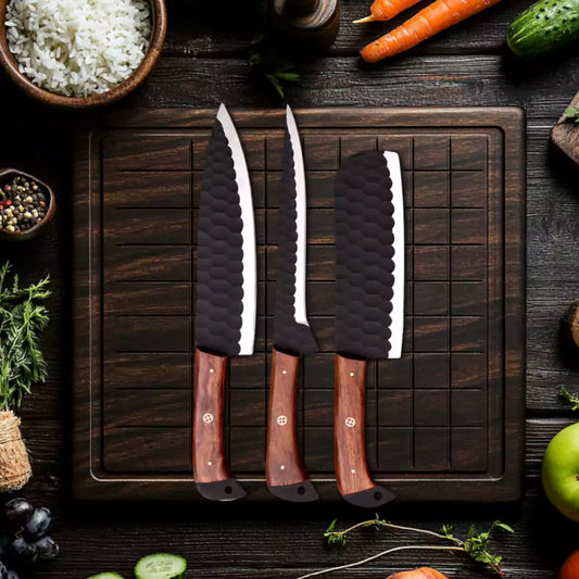 3Pcs Damascus Chef Knife Set