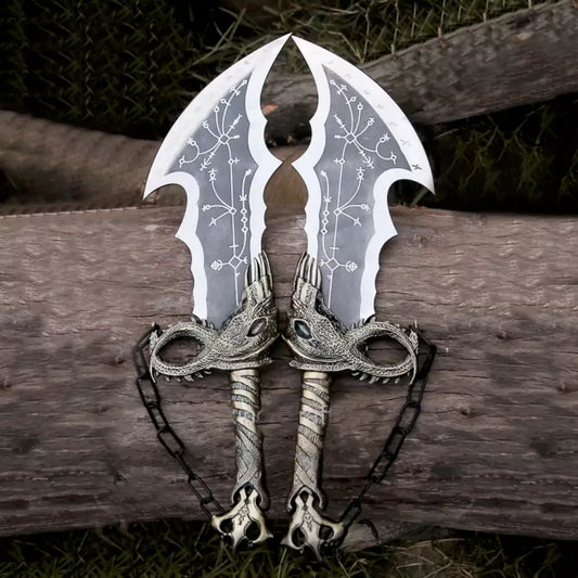 Twin Flame Warrior Blades – Display Replica Sword with Wall Mount | 21" Decorative Piece